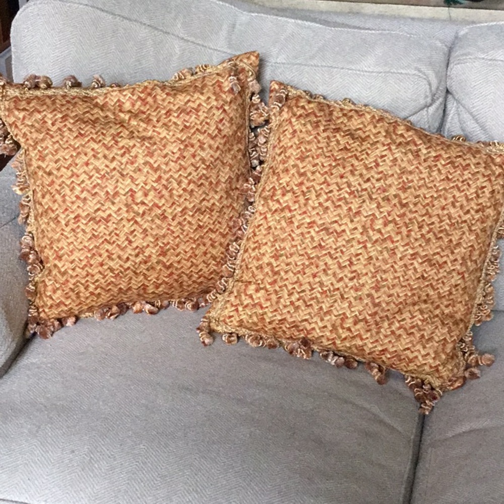 Set of 2 accent pillows w/ Micro suede and tassels